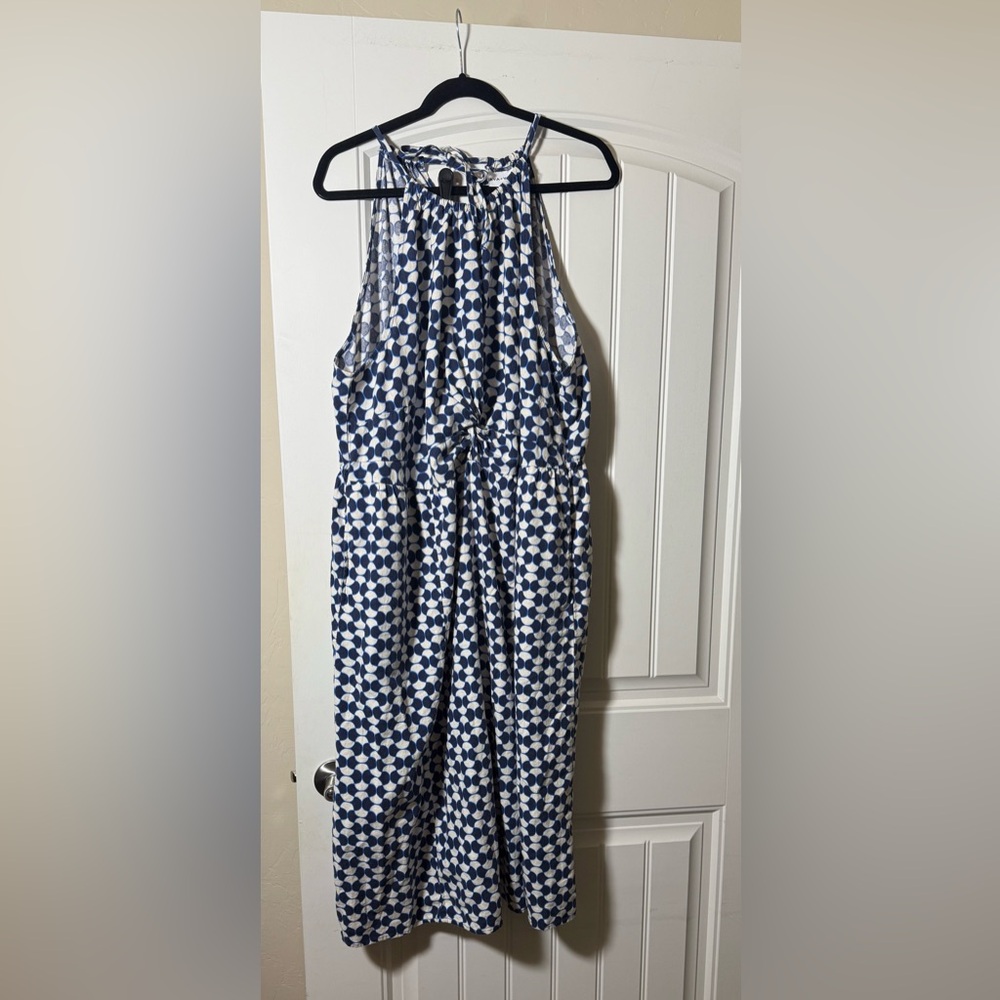 Ava & Viv Blue and White Halter Dress, size 2X - Picture 3 of 8